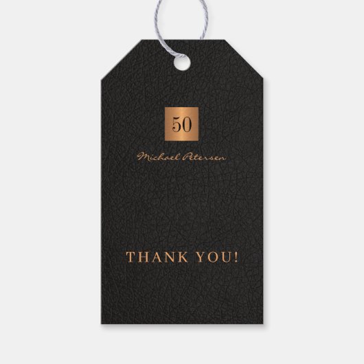 Modern goud zwart 50 jaar verjaardag dank u cadeaulabel (Voorkant)