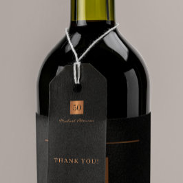 Modern goud zwart 50 jaar verjaardag dank u cadeaulabel