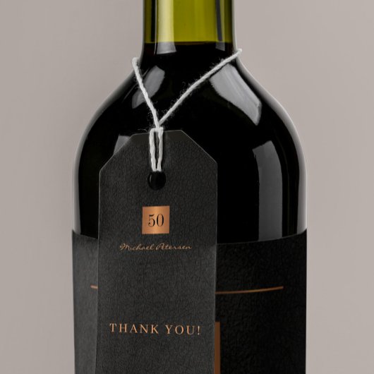 Modern goud zwart 50 jaar verjaardag dank u cadeaulabel