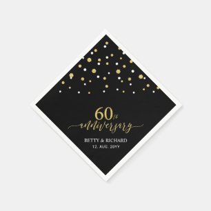 Modern Goud & Zwart 60e Jubileum Feestservetten Servet