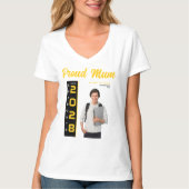 Modern Goud Zwart Afstuderen Foto Trotse Mum T-shirt (Voorkant)