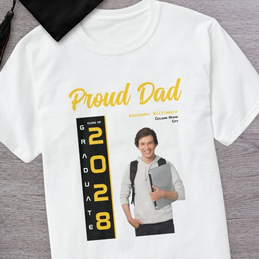 Modern Goud Zwart Afstuderen Foto Trotse Vader T-shirt