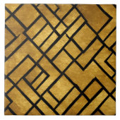 Modern Goud Zwart  Art Deco Collectie Tegeltje (Voorkant)