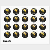 Modern Goud Zwart Ballonnen Star Confetti Verjaard Ronde Sticker (Vel)