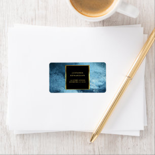 Modern goud zwart blauw ijs retouradres etiket