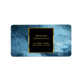 Modern goud zwart blauw ijs retouradres etiket (Voorkant)