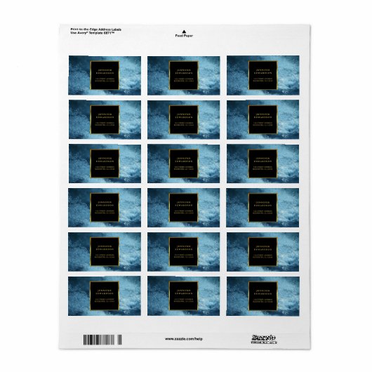 Modern goud zwart blauw ijs retouradres etiket (Full Sheet)