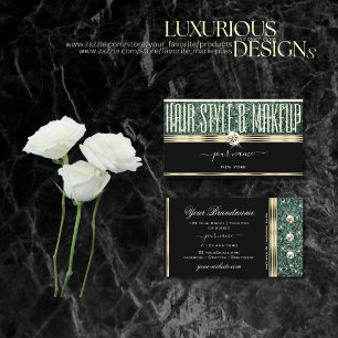 Modern Goud Zwart Bos Groen Glitter Diamanten Visitekaartje