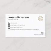 Modern Goud & Zwart Elegant Notaris Publiek Visitekaartje (Achterkant)