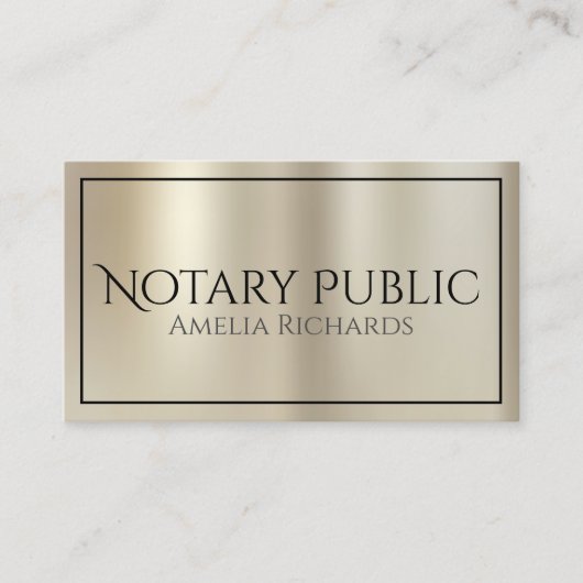 Modern Goud & Zwart Elegant Notaris Publiek Visitekaartje (Voorkant)