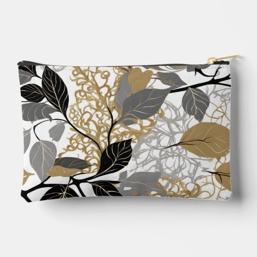 Modern goud, zwart en grijs blad wijnstok ontwerp etui (Achterkant)