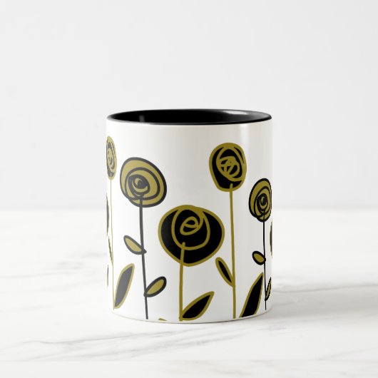 Modern goud zwart en wit tweekleurige koffiemok (Center)