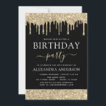 Modern Goud Zwart Glitter Any Age Verjaardag Kaart<br><div class="desc">Goud en Zwart Sparkly Dripping Glitter Custom Any Age (13th, 16th, 18th, 21st, 30th, 40th, 50th, 60th) Uitnodiging voor verjaardagsfeestje . Dit is de perfecte (dertien, zestien, achttien, eenentwintig, dertig, veertig, vijftig of zestig) Leuke en Trendy Verjaardagsuitnodiging voor een Modern Elegant Gold Glitter Sparkle Girly Verjaardagsfeest. Neem contact op met...</div>