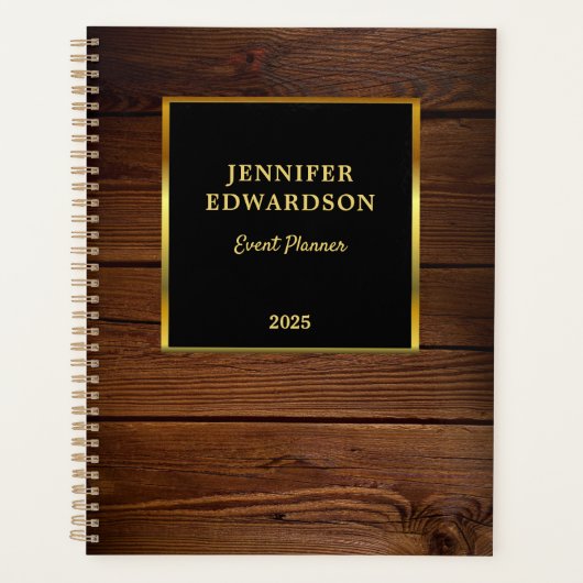 Modern goud zwart hout professionele bedrijf planner (Voorkant)
