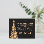 Modern Goud & Zwart Kerstfeest Save The Date Aankondigingskaart (Staand voorkant)