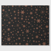 Modern Goud Zwart Kerstmis Sneeuwvlokken Glitter Cadeaupapier (Vlak)