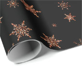 Modern Goud Zwart Kerstmis Sneeuwvlokken Glitter Cadeaupapier (Rol Hoek)