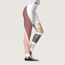 Modern Goud Zwart Maroon Roze Verf Valentijn Leggings