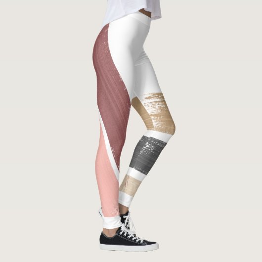 Modern Goud Zwart Maroon Roze Verf Valentijn Leggings (Rechts)