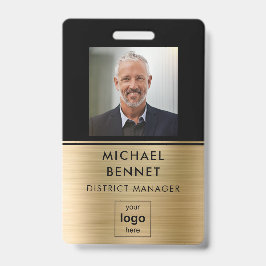Modern Goud Zwart Medewerker Foto ID Badge