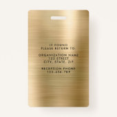 Modern Goud Zwart Medewerker Foto ID Badge (Achterkant)