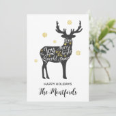 Modern Goud Zwart Minimaal Kerstmis Groet Feestdagenkaart (Staand voorkant)