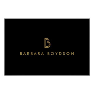 Modern Goud/Zwart Monogram Logo Downloaden Perfect Poster