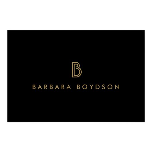 Modern Goud/Zwart Monogram Logo Downloaden Perfect Poster (Voorkant)