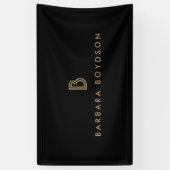 Modern Goud/Zwart Monogram Logo Spandoek (Verticaal)