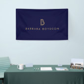 Modern Goud/Zwart Monogram Logo Spandoek (Beurs)