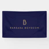  Modern Goud/Zwart Monogram Logo Spandoek (Horizontaal)