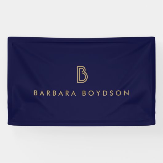 Modern Goud/Zwart Monogram Logo Spandoek (Horizontaal)