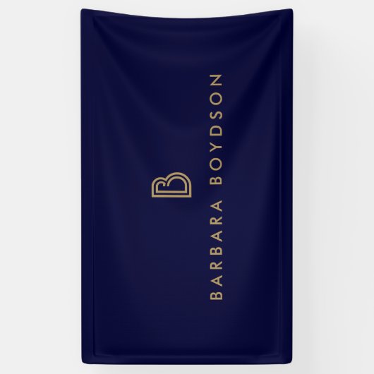  Modern Goud/Zwart Monogram Logo Spandoek (Verticaal)
