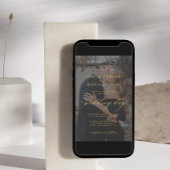 Modern goud zwart overlay foto bruiloft kaart