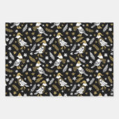 Modern Goud Zwart Patridge Pine Cones Botanisch Inpakpapier Vel (Voorkant)