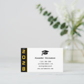 Modern Goud Zwart QR Code Afstuderen Naam Kaart Contactkaartje (Staand voorkant)