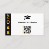 Modern Goud Zwart QR Code Afstuderen Naam Kaart Contactkaartje (Achterkant)