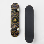 Modern Goud Zwart Stijlvol Elegant Monogram Custom Persoonlijk Skateboard (Voorkant)