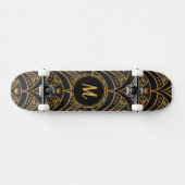 Modern Goud Zwart Stijlvol Elegant Monogram Custom Persoonlijk Skateboard (Horizontaal)