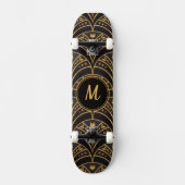 Modern Goud Zwart Stijlvol Elegant Monogram Custom Persoonlijk Skateboard (Voorkant)