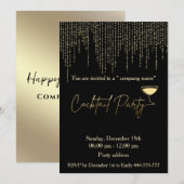 Modern goud zwart vakantie cocktail party corporat kaart (Voorkant / Achterkant)