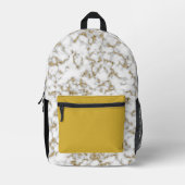 Modern Goud Zwart Wit Marmer Bedrukte Rugzak (Voorkant)