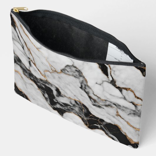 Modern Goud Zwart Wit Marmer Etui (Open)