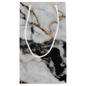 Modern Goud Zwart-Wit Marmer Klein Cadeauzakje (Achterkant)