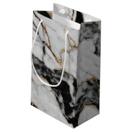 Modern Goud Zwart-Wit Marmer Klein Cadeauzakje