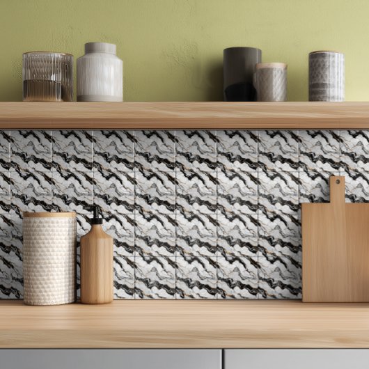 Modern Goud Zwart Wit Nepmarmer Tegeltje
