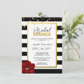 Modern Goud Zwart Wit ROOD Rose Vrijgezellenfeest Kaart (Staand voorkant)