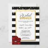 Modern Goud Zwart Wit ROOD Rose Vrijgezellenfeest Kaart (Voorkant)