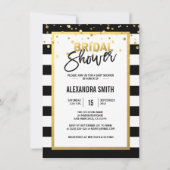 Modern Goud Zwart Wit Strepen Vrijgezellenfeest Kaart (Voorkant)