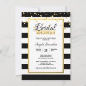 Modern Goud Zwart Wit Strepen Vrijgezellenfeest Kaart (Voorkant)